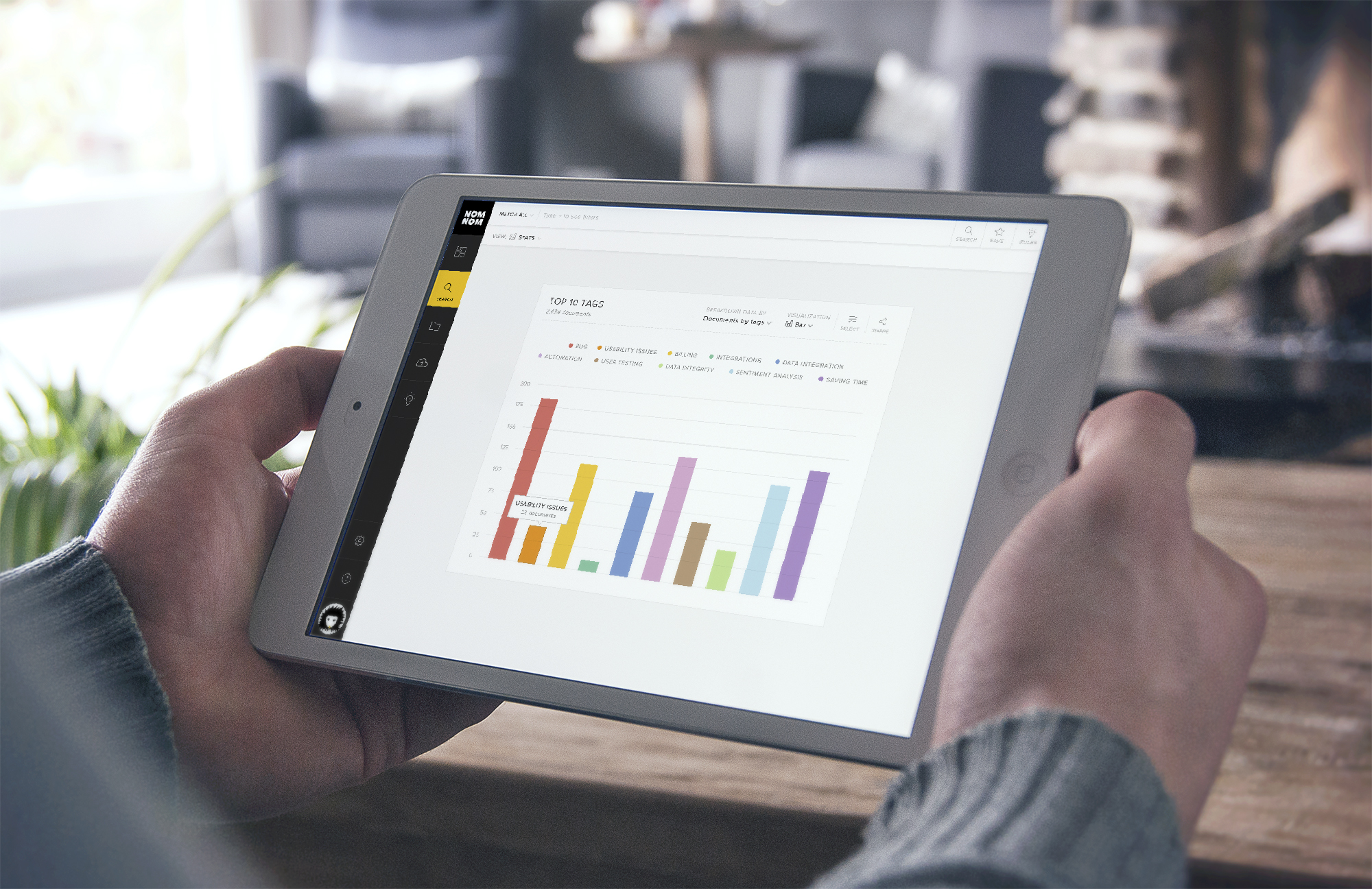 Stats: feature to help users quantify their feedback easily with a full range of visualizations. This presents the whole feedback picture before digging deeper into specific customer issues.